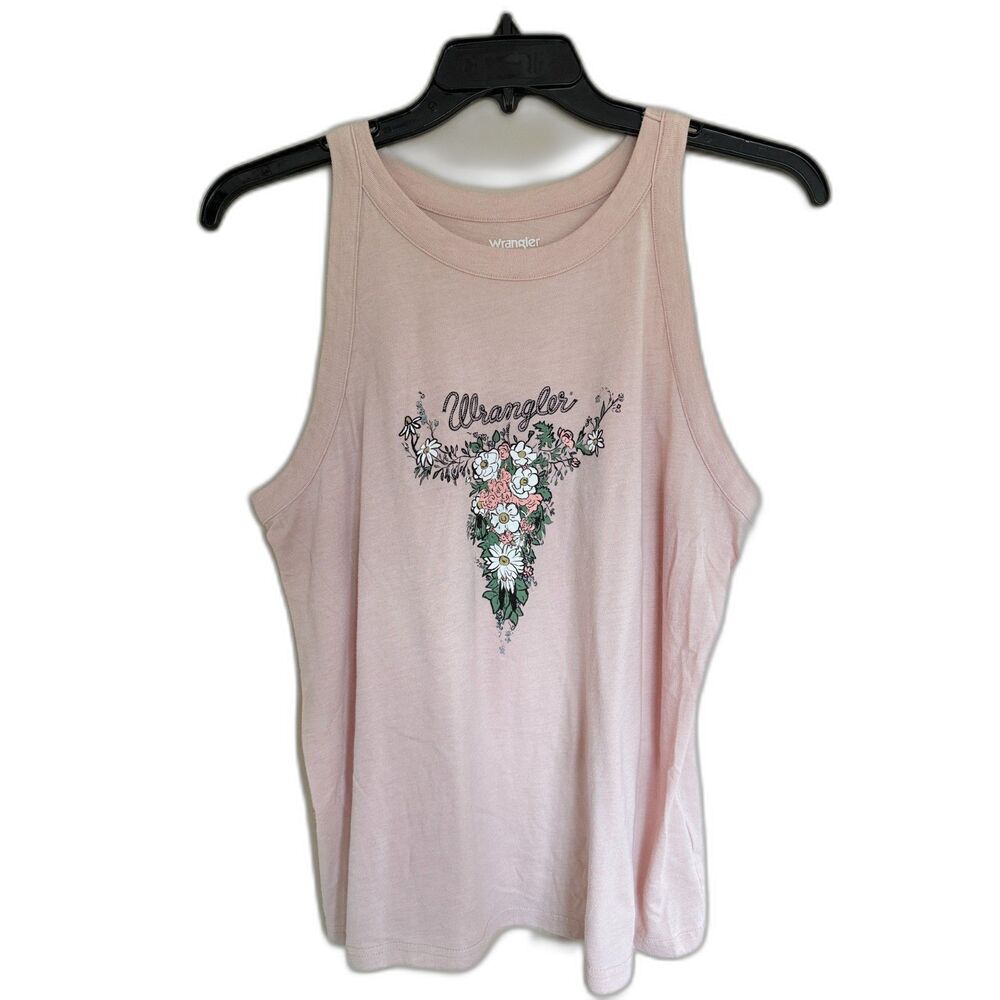 Wrangler Western‎ Floral Steer Skull Graphic Tank Top - Size L